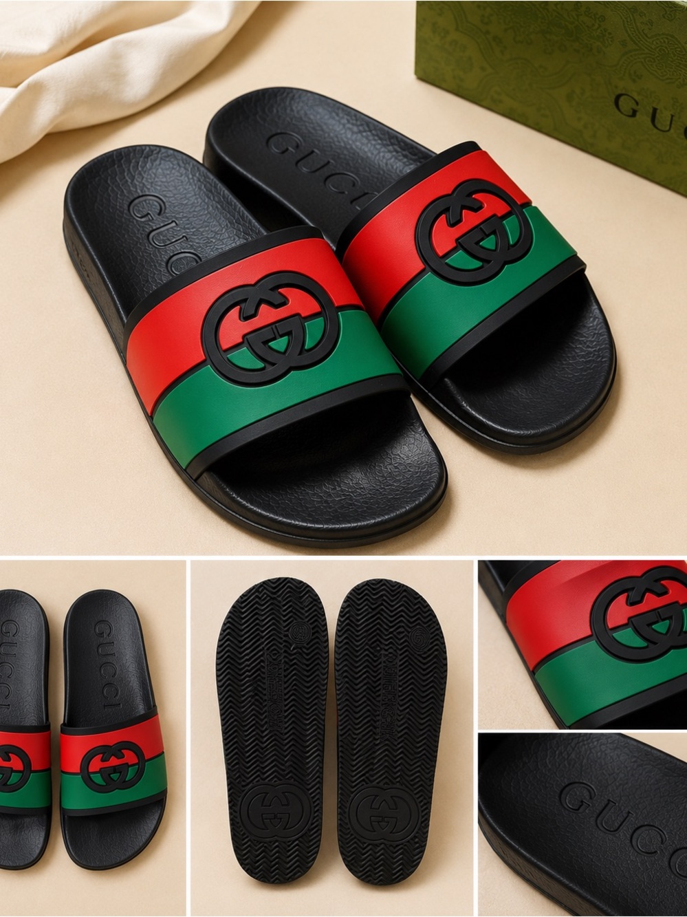 Gucci Green Paisley Embossed Gift Box with Black Logo kids Gucci sandals - Picture 2 of 2
